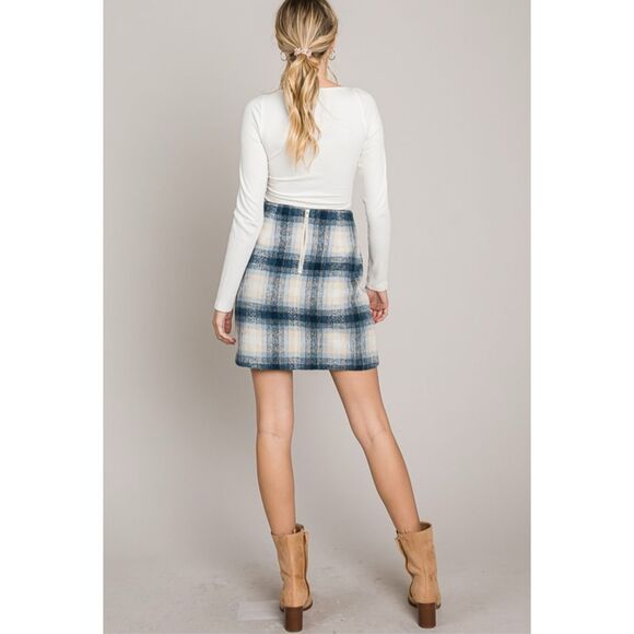 Navy tartan plaid wool skirt - Picture 8 of 8